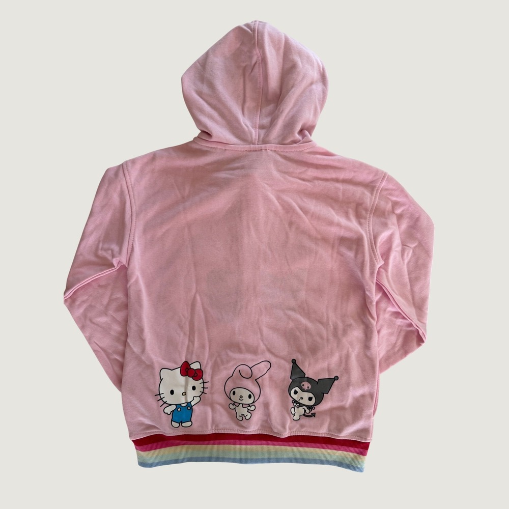 Hello Kitty and Friends Sanrio Girls Pink Rainbow Zip Up Hoodie Large 10/12 NWOT - Picture 8 of 10